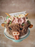 Cake, birthday cake, Cow themed Cake 8 inch buttercream covered
