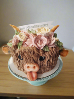 Cake, birthday cake, Cow themed Cake 8 inch buttercream covered