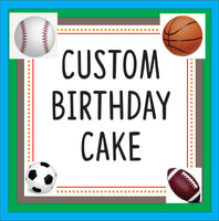 Cake, Custom birthday cake, sports themed 8 inch, shipping included in price