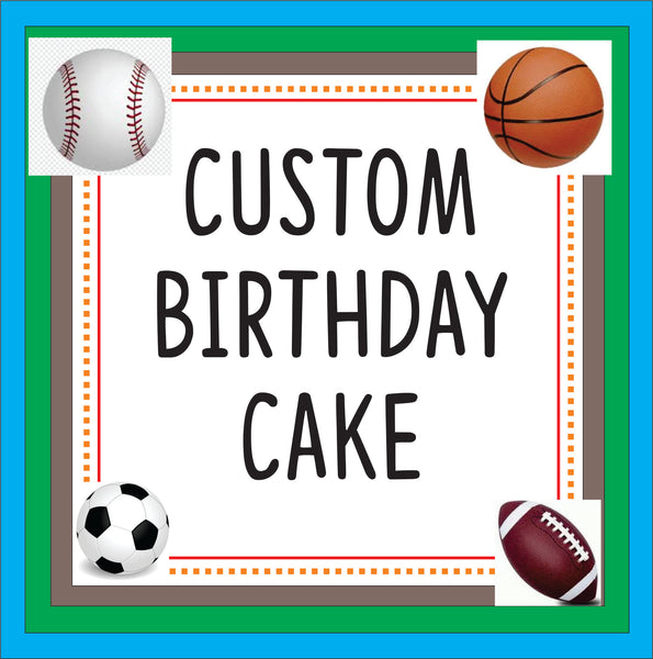 Cake, Custom birthday cake, sports themed 8 inch, shipping included in price