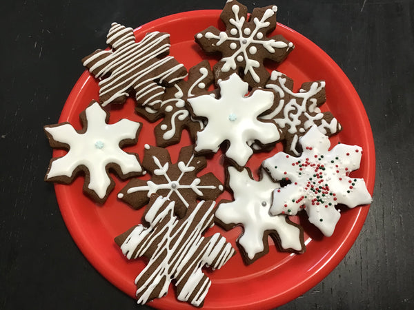 Cookies, Christmas SNOWFLAKE COOKIES  royal icing DECORATED 1 dozen
