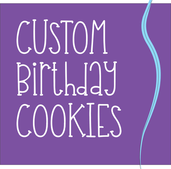COOKIES  blue/purple, royal icing DECORATED Cookies, 1 dozen