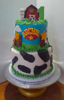 Farm themed Birthday Cake, (8 inch/6inch ) 2 tier fondant cake