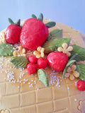 Cake, STRAWBERRY themed cake, birthday cake, 6, 8,or10 inch cake with strawberry motif,