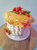 Cake, STRAWBERRY themed cake, birthday cake, 6, 8,or10 inch cake with strawberry motif,