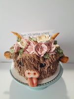 Cake, birthday cake, Cow themed Cake 8 inch buttercream covered