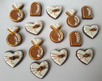 Boho Bridal/ wedding brown and white with Gold accents COOKIES  royal icing DECORATED -COOKIES