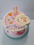 Cake 8" round birthday cake with  One Silly Goose themed