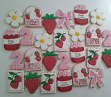Custom Cookie Order strawberry themed cookies, 1 dozen custom cookies