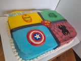 SUPER HERO CAKE 11 x 14 sheet CAKE, with FONDANT DETAILS