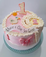 Cake 8" round birthday cake with  One Silly Goose themed