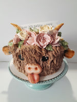 Cake, birthday cake, Cow themed Cake 8 inch buttercream covered