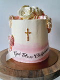 CAKE pink First Communion cake 8 inch round or 6 inch round