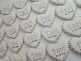 Custom Wedding Cookie Order, engagement cookies, heart cookies, 1 dozen custom cookies