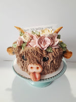 Cake, birthday cake, Cow themed Cake 8 inch buttercream covered