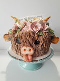 Cake, birthday cake, Cow themed Cake 8 inch buttercream covered