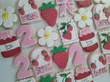 Custom Cookie Order strawberry themed cookies, 1 dozen custom cookies