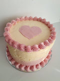 Cake, Valentines themed, no red dye 8 inch cake, natural food dye