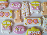 groovy one cookie set, first birthday cookies, by 23sweets.com