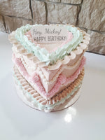 CAKE, birthday cake, heart cake, 6 inch vintage style cake