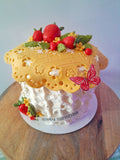 Cake, STRAWBERRY themed cake, birthday cake, 6, 8,or10 inch cake with strawberry motif,
