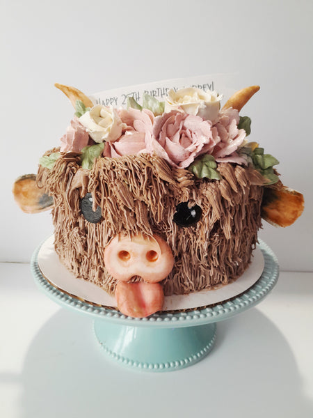 Cake, birthday cake, Cow themed Cake 8 inch buttercream covered