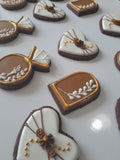 Boho Bridal/ wedding brown and white with Gold accents COOKIES  royal icing DECORATED -COOKIES