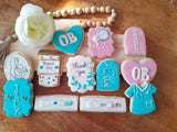 Cookies 1 dz OB themed cookies, obstetrician, Obstetrics, birth of child, cookie set