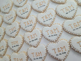 Custom Wedding Cookie Order, engagement cookies, heart cookies, 1 dozen custom cookies