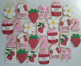 Custom Cookie Order strawberry themed cookies, 1 dozen custom cookies