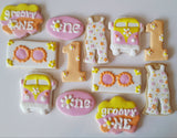 groovy one cookie set, first birthday cookies, by 23sweets.com