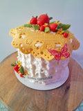 Cake, STRAWBERRY themed cake, birthday cake, 6, 8,or10 inch cake with strawberry motif,