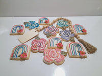 Rainbow and florals BIRTHDAY COOKIES  royal icing DECORATED -COOKIES 1 dozen,  cookies