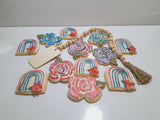 Rainbow and florals BIRTHDAY COOKIES  royal icing DECORATED -COOKIES 1 dozen,  cookies