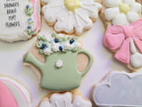 Cookies, garden spring flower set baby shower cookies, 1 dozen, baby shower,