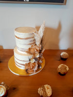 BOHO WEDDING CAKE, 2 TIER Floral cake 8"/6" tiers, wedding BOHO STYLE, rustic cake  round, buttercream covered