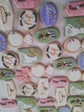 Cookies Bridal/ wedding pink , sage green with gold accents floral, wildflowers,  COOKIES  royal icing DECORATED -COOKIES)