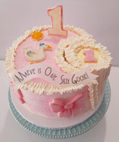 Cake 8" round birthday cake with  One Silly Goose themed