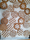 GINGERBREAD stencilled cookies, Christmas cookies,  1 DOZEN, simple decoration, Stencilled gingerbread cookies, gingerbread rounds