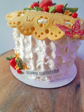 Cake, STRAWBERRY themed cake, birthday cake, 6, 8,or10 inch cake with strawberry motif,