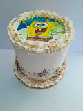 Cake, custom 6 inch Ice Cream cake with character topper cake