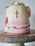 CAKE pink First Communion cake 8 inch round or 6 inch round