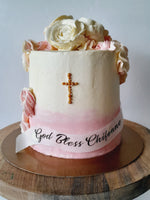 CAKE pink First Communion cake 8 inch round or 6 inch round