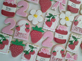 Custom Cookie Order strawberry themed cookies, 1 dozen custom cookies