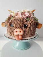 Cake, birthday cake, Cow themed Cake 8 inch buttercream covered