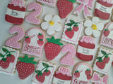 Custom Cookie Order strawberry themed cookies, 1 dozen custom cookies