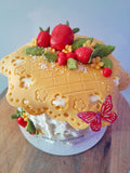 Cake, STRAWBERRY themed cake, birthday cake, 6, 8,or10 inch cake with strawberry motif,