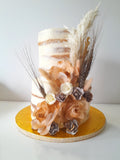 BOHO WEDDING CAKE, 2 TIER Floral cake 8"/6" tiers, wedding BOHO STYLE, rustic cake  round, buttercream covered