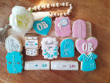 Cookies 1 dz OB themed cookies, obstetrician, Obstetrics, birth of child, cookie set