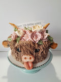 Cake, birthday cake, Cow themed Cake 8 inch buttercream covered